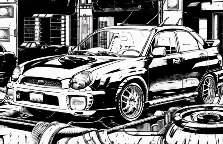 subaru wrx on a city street, highly detailed, 8k hdr <lora:subaruImprezaSecondGeneration_v10:1> <lora:rpgRiftingInThe90s_rpgRiftingInThe90s:1> <lora:westernInkLora_v1:1>
