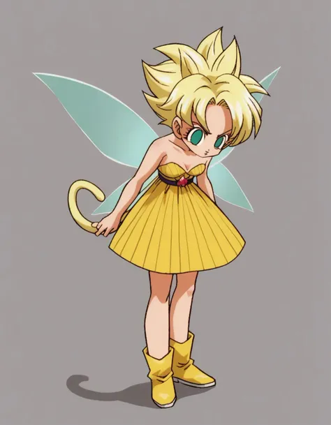 zPDXL, score_9, score_8_up, score_7_up, source_anime, 8k, absurdres, 1990s \(style\), retro artstyle, anime coloring,
1girl, solo, <lora:SailorMoon_v1:1> slrmn, fairy wearing a silk dress with intricate embroidery, shimmering ankle boots, __cf-fairy/color__ long flowing hair with floral accents, glowing crystal wings, sparkling eyeshadow,star-shaped brooch,crystal-embellished belt, upper body, portrait, <lora:parsleahcombined:0.8> parsleahssj, blonde hair, spiked hair, super saiyan, green eyes, no pupils, (monkey tail, yellow tail), small breasts,