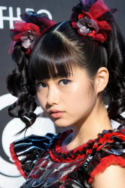 masterpiece,beautiful,extremely detailed,(ultra high res),(8k UHD best quality), (realistic, photo-realistic:1.37), depth_of,field, blurry_background, photo_inset,Dramatic lighting,reference_inset,photo_background,photorealistic,looking_at_viewer,1girl,(((black background))),detailed skin,shiny skin,yui <lora:YUIMETAL:1>