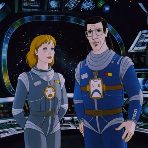 mdj style, Solaris film still with beautiful sci-fi girl and a handsome guy in spaceship in (mdj style), beautiful hair, closeup, vintage, bronze hue, , medium format, fuji superia 400, iso 400, hyperrealistic, perfectly rendered, grainy, smooth, hard focus, intricate details, cinematic, highly detailed, 8 k, 1 6 k