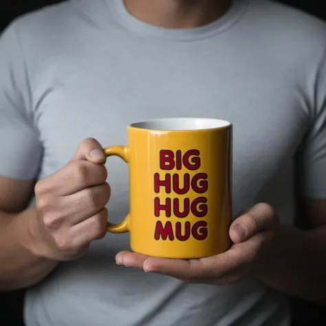 cinematic film still of cinematic film still of <lora:add-detail-xl:1>0
<lora:detailed:0.3>
<lora:perfection style:0.3>
<lora:xl_more_art-full_v1:0.3>
<lora:Big Hug Mug:1>
1mug, A ((golden yellow)) colored mug with (red text) on it says (Big Hug Mug), a dude with a big hug mug,solo,t-shirt,black hair,1boy,holding,white shirt,upper body,grey hair,male focus,english text,cup,hands up,facial hair,parody,dark background, sharp, detailed, epic photography, artistic, dramatic light, cinematic style, film style, true detective style, mug style, shallow depth of field, vignette, highly detailed, high budget, bokeh, cinemascope, moody, epic, gorgeous, film grain, grainy, more background atmosphere, <lora:Dark:.5>