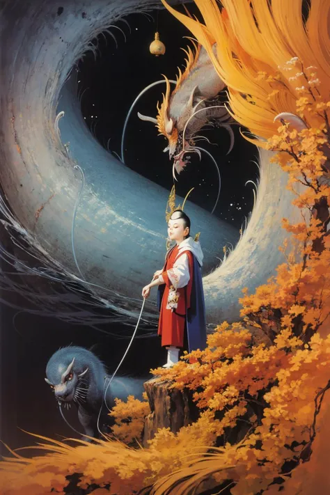 (((stunning atmosphere))),(((Real extraterrestrial gods from Chinese Buddhism:1.3)))). ((( extreme long shot:1.4))),cyborg godness,gothic, dark, intricate, elegant,symbolism, imagination,daydreams and nightmares, jellyfish phoenix,surreal landscape,Illustration from Fairy tale world,Chinese goblins, ancient Chinese myths and legends, Chinese Taoism, Tibetan Buddhist mythological beasts, Bodhisattvas,artstation. deviantart.rendered by binx.ly, by ilya kuvshinov, greg rutkowski and makoto shinkai, trending on artstation,   <lora:LoconLoraNardack_v10:0.4> <lora:LORA_CNCG_arts:0.9> <lora:LORA_mj_shinv:0.5> <lora:studioGhibliStyle_offset:0.5>