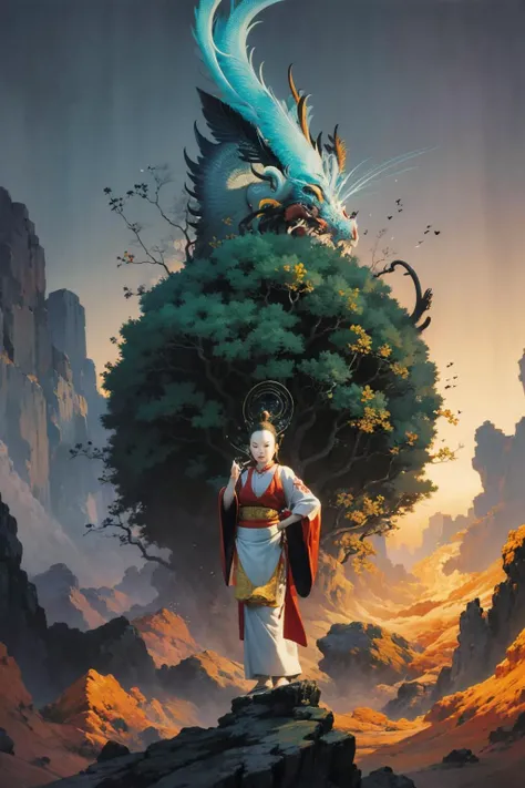 (((stunning atmosphere))),(((Real extraterrestrial gods from Chinese Buddhism:1.3)))). ((( extreme long shot:1.4))),cyborg godness,gothic, dark, intricate, elegant,symbolism, imagination,daydreams and nightmares, jellyfish phoenix,surreal landscape,Illustration from Fairy tale world,Chinese goblins, ancient Chinese myths and legends, Chinese Taoism, Tibetan Buddhist mythological beasts, Bodhisattvas,artstation. deviantart.rendered by binx.ly, by ilya kuvshinov, greg rutkowski and makoto shinkai, trending on artstation, <lora:LoconLoraNardack_v10:0.4> <lora:LORA_CNCG_arts:0.9> <lora:LORA_mj_shinv:0.5> <lora:studioGhibliStyle_offset:0.5>