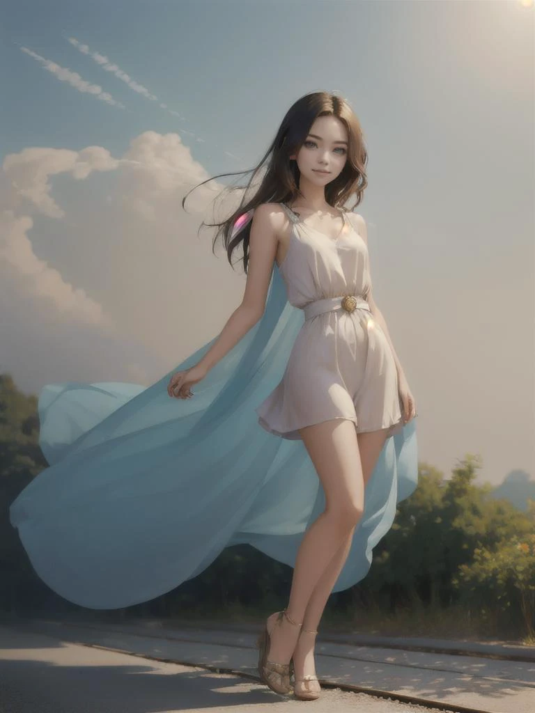 1girl,solo,Tallia F,masterpiece,best quality,ultra-detailed,dreamscape,dreamscape surreal,ethereal,dreamy,fantasy,highly detailed,surreal,mysterious,looking at viewer,facing viewer,full body,
<lora:Tallia F è§¦å Tallia F:1>,kind_smile,in summer,flying,railway,miko,