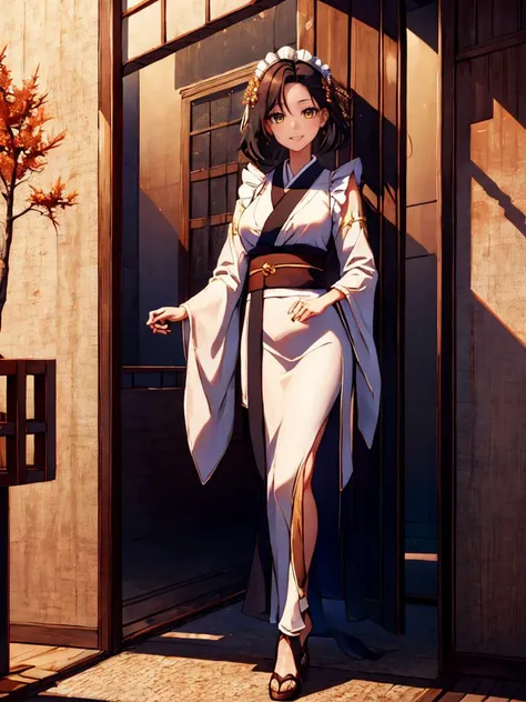 1girl,solo,Tallia F,masterpiece,best quality,ultra-detailed,dreamscape,dreamscape surreal,ethereal,dreamy,fantasy,highly detailed,surreal,mysterious,looking at viewer,facing viewer,full body,
<lora:Tallia F 触å Tallia F:1>,kind_smile,flying,kimono,in autumn,maid,east_asian_architecture,