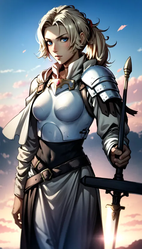 (cowboy shot), sfw, (masterpiece), (best quality:1.0), (ultra highres:1.0), detailed eyes
BREAK
<lora:CathFE16-000004:1> CathFE16, low ponytail, looking at viewer, weapon over shoulder, sword \(weapon\)
white capelet, breastplate, white pants, waist cape, boots, pauldron
<lyco:UnlimitedBladeWorksV1:0.5> thunderbrand
<lora:more_details:0.5>
BREAK
(flames, gorgeous view)