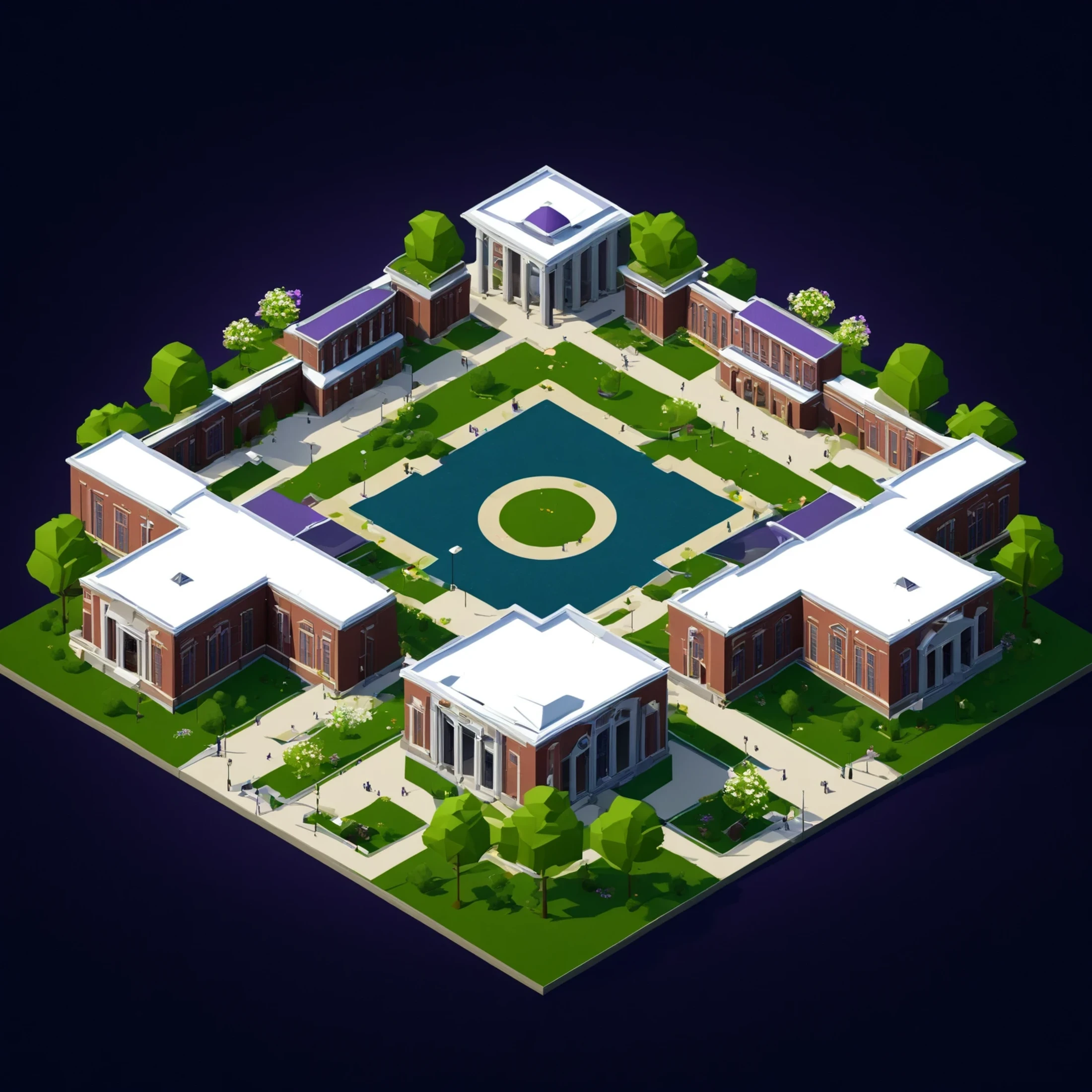 isty01 style. isometric <lora:isometric_isty01_style:1>
realistic
College campus and spring bloom, Violet background,
detailed, professional, slick, 3d, unreal engine, render, ray tracing,
high quality, masterpiece, highres,