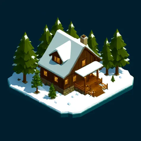 isty01 style. isometric <lora:isometric_isty01_style:1>
illustration
Snow-covered forest and cabin retreat, Olive background,
detailed, professional,  slick, 3d, unreal engine, render, ray tracing,
high quality, masterpiece, highres,