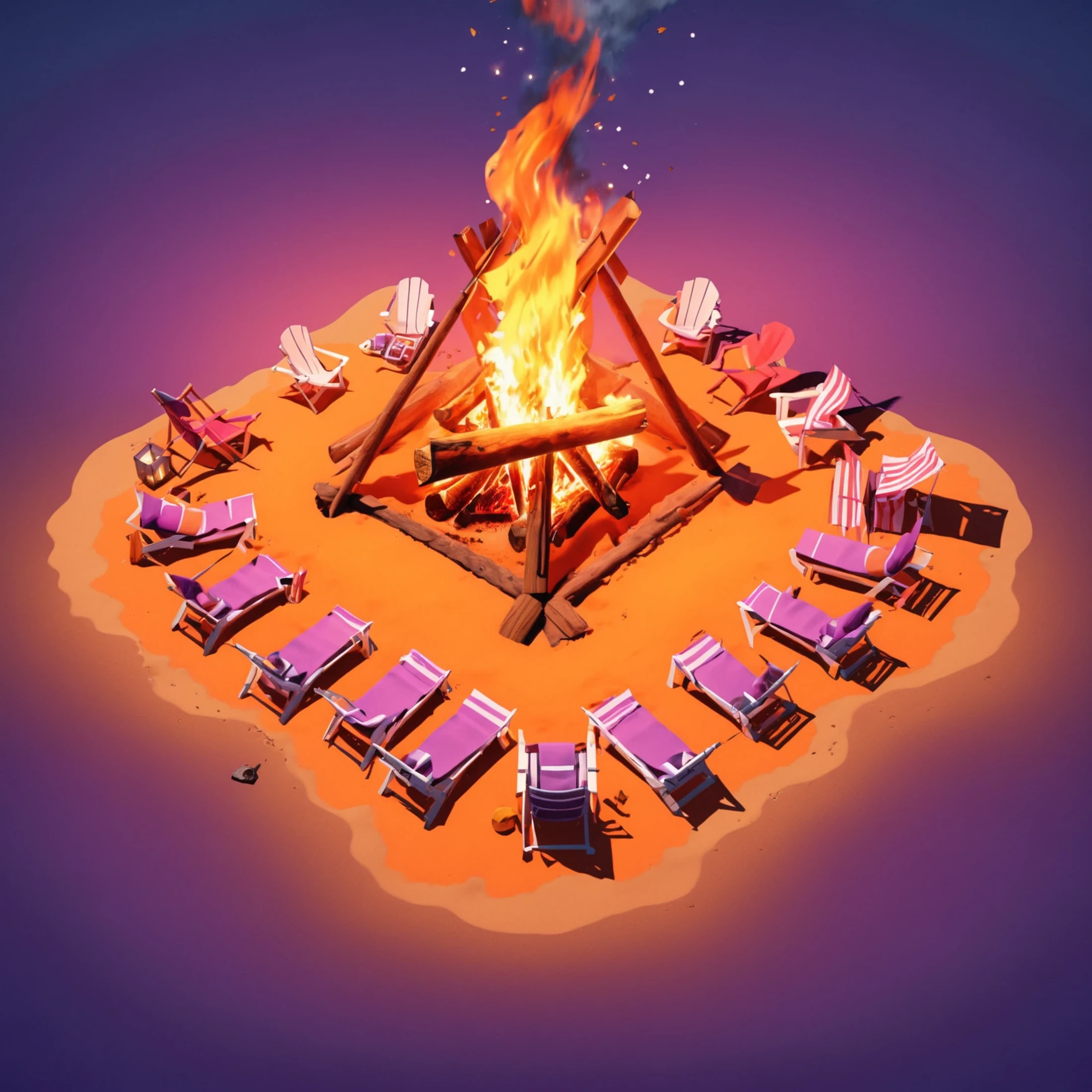 isty03 style. isometric <lora:isometric_isty03_style:1>
realistic
Nighttime bonfire and beach party, Violet background,
detailed, professional, slick, 3d, unreal engine, render, ray tracing,
high quality, masterpiece, highres,