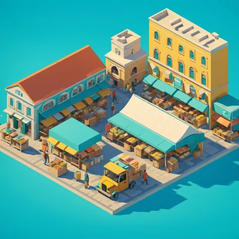 isty05 style. isometric <lora:isometric_isty05_style:1>
illustration
Sunset at a bustling marketplace, Teal background,
detailed, professional,  slick, 3d, unreal engine, render, ray tracing,
high quality, masterpiece, highres,