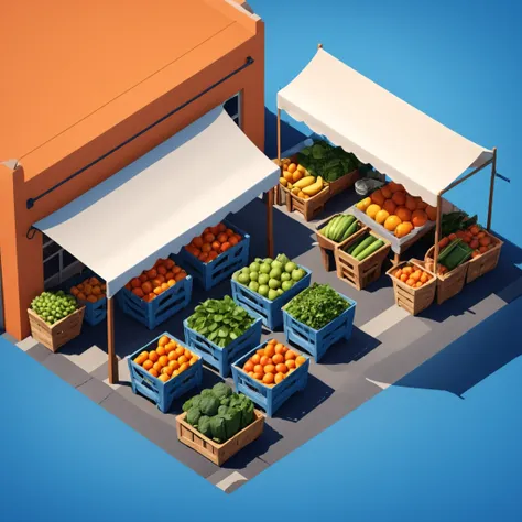 isty03 style. isometric <lora:isometric_isty03_style:1>
realistic
Local farmer's market and fresh produce, Indigo background,
detailed, professional,  slick, 3d, unreal engine, render, ray tracing,
high quality, masterpiece, highres,