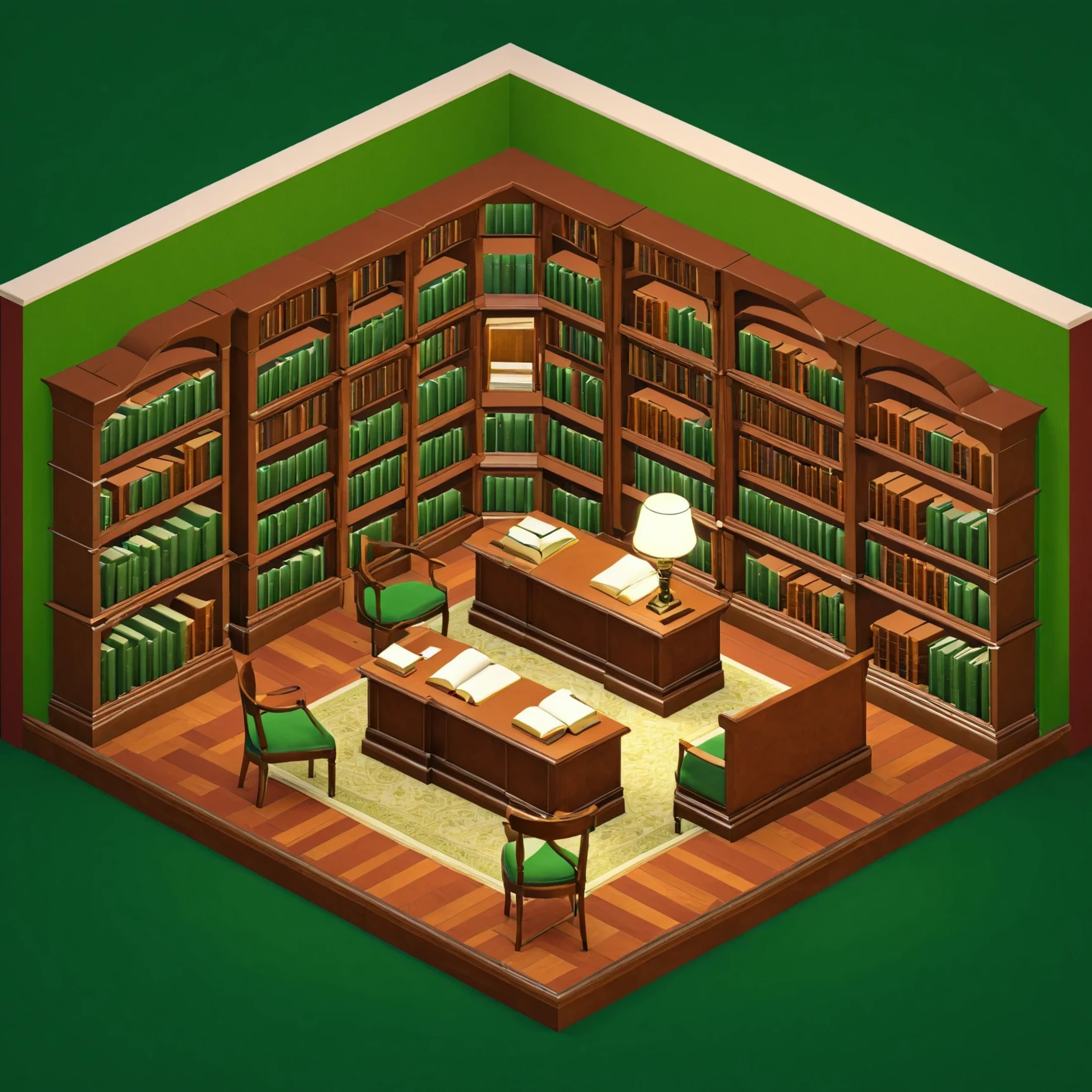 isty04 style. isometric <lora:isometric_isty04_style:1>
real life
Old bookstore and shelves and quiet corners, Green background,
detailed, professional, slick, 3d, unreal engine, render, ray tracing,
high quality, masterpiece, highres,