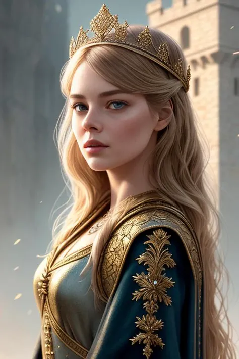 samweav as a medieval princess standing in front of a castle, princess robe, crown, masterpiece, best quality, highest quality, cinematic lighting, (volumetric lighting), extremely detailed CG unity 8k wallpaper, focused, 8k wallpaper, 4k wallpaper, extremely detailed, ultra realistic, photorealistic, sharp focus, absurdres, (HDR:1.2), (high contrast), photograph, detailed and intricate, instagram, portrait, highly detailed, digital painting, artstation, concept art, smooth, sharp focus, illustration, cinematic lighting, Style-Princess,