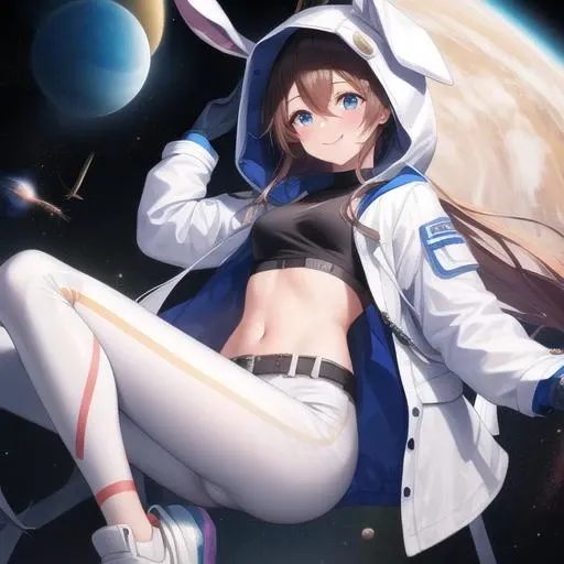 Meltlilith(fates)、1girl in、blue eyess、Blue ribbon、red blush、breastsout、Drawstring、Hair ribbon、The long-haired、long-sleeve、Look at viewers、purple color hair、bow ribbon、tiny chest、独奏、Sweaters、Very long hair、White sweater,The background is outer space