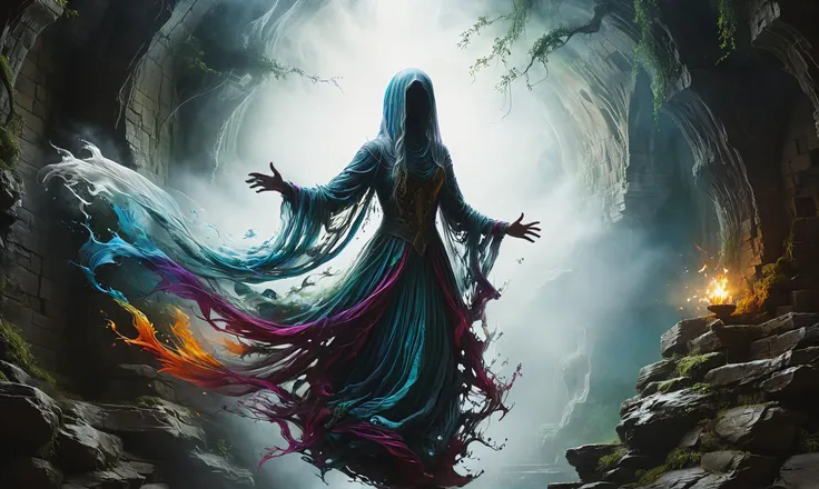 Beautiful detailed digital illustration of a <lora:RPGBansheeXL:0.7> banshee at a Vibrant tapestries adorning castle walls, <lora:ral-dissolve-sdxl:0.7> ral-dissolve, <lora:xl_more_art-full_v1:0.4>