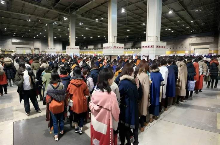best quality, ultra-detailed, illustration,
comiccity, intex-osaka, photo background, 6+boys, indoors, crowd, multiple boys, multiple girls, coat, hat, black hair, 6+girls, real world location
<lora:initexosaka_SD15_V3:1>