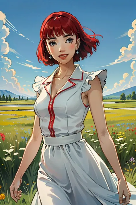 ((ultra detailed, masterpiece, best quality))
 <lora:CErica:0.8>
CErica, 1girl, solo, short hair, In a field of wildflowers, wearing a flowing dress, smiling