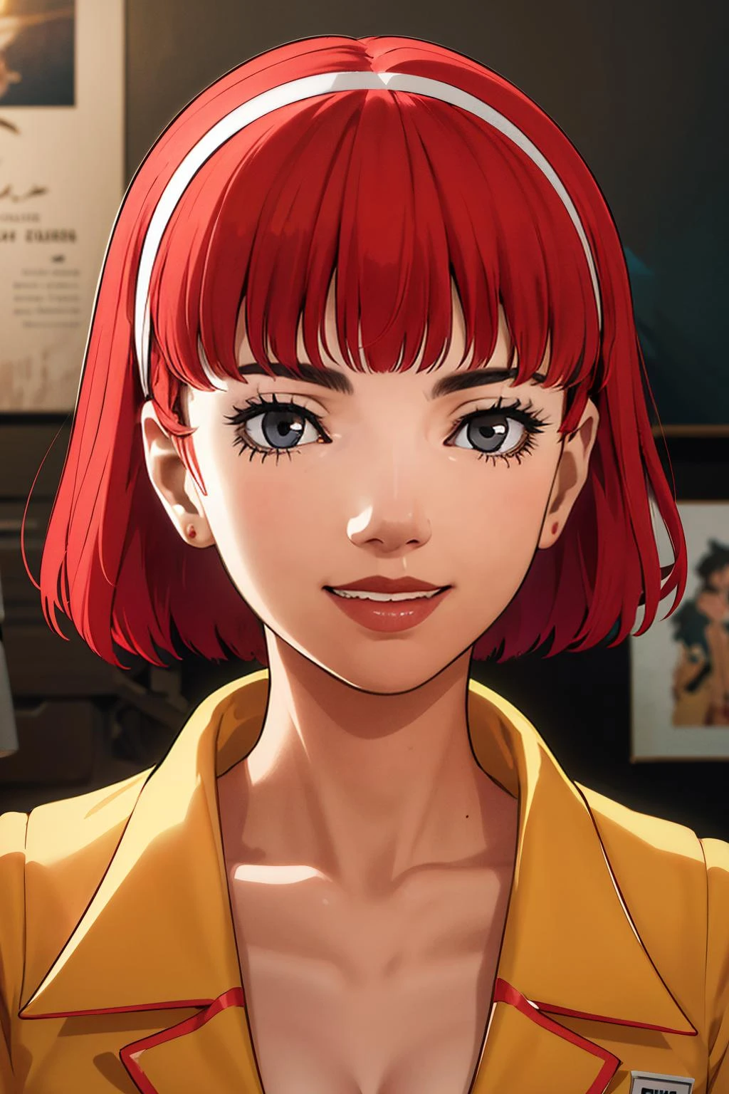 (solo, 1girl), (absurdres, highres, official wallpaper, poster), (masterpiece, best quality:1.2), (illustration, realistic), (perfect details, highest detailed, extreme detailed), dramatic light,
CErica, short hair, portrait, smile,
<lora:CErica:0.8>