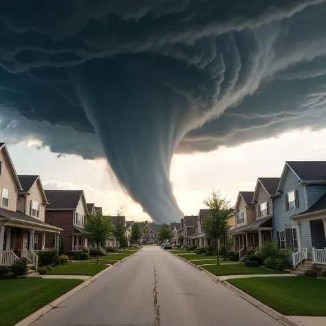 tornado tearing through a neighborhood, , masterpiece, highest quality, Midjourney, symmetrical, hyperdetailed, cinematic lighting, RAW photo, 32K resolution, HDR, Clear, UHD, ray tracing, post processing