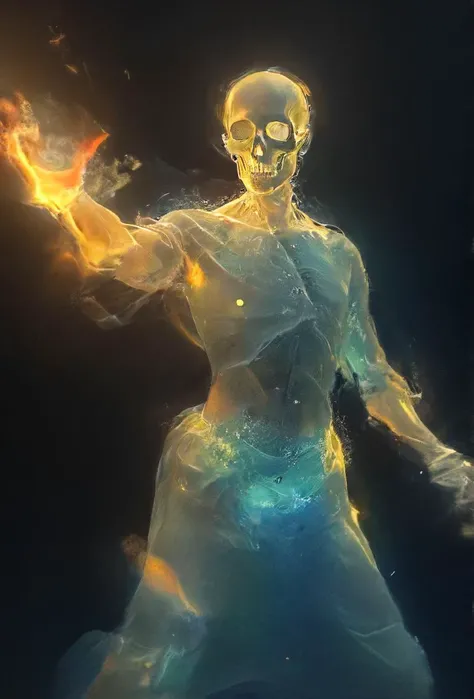 holographic flames in blazing clouds engulfing a skeletal pirate ghost fighting gracefully through a translucent web in search for a light in the dark, <lora:- SDXL - holo_effect_V1.0:0.8>, <lora:- SDXL - vanta-black_contrast_V3.0:0.4>, <lora:artfullyIMAGINE:0.6> ,<lora:spiderweb:0.8>, <lora:sss:0.5> <lora:drunken-fist03:0.4> <lora:XL_boss_battle:0.6>