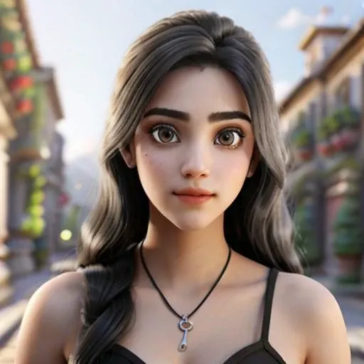a tall standing beautiful 18 years young girl with expressive eyes and long black hairs .