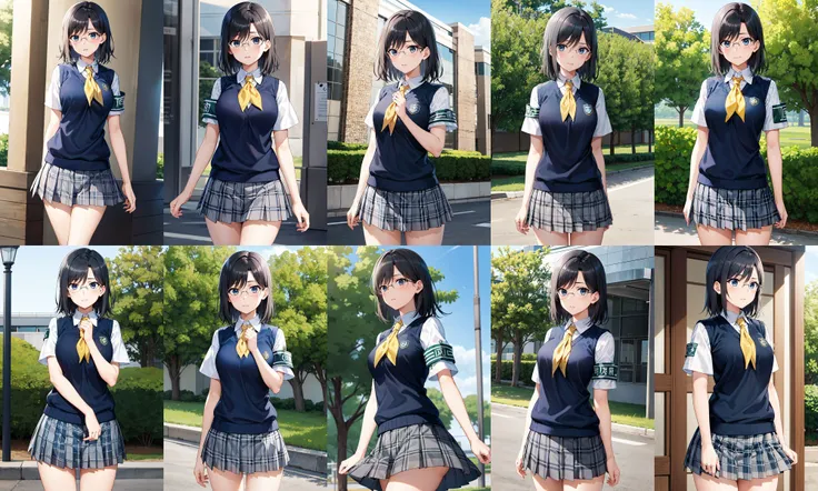 <lora:school_outdoors_v0.2:1>
1girl, school, school uniform, blue sailor collar, blue skirt, red neckerchief, multiple girls, from below, building,, masterpiece, best quality, highly detailed