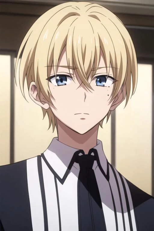 masterpiece, best quality, high quality, 1boy, solo, male focus, looking at viewer, upper body, <lora:yuuto_kiba:0.56>, yuuto_kiba, blonde hair, blue eyes, mole under eye, hair between eyes, ,