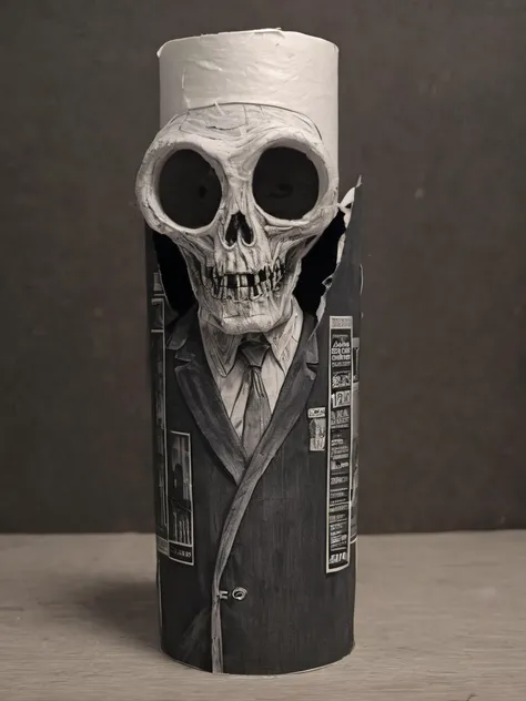 Hyperrealistic art toilet paper roll zombine, dark city with gas lights, she walks the streets alone,<lora:Toilet_Paper_Roll_Craft_SDXL:0.8> . Extremely high-resolution details, photographic, realism pushed to extreme, fine texture, incredibly lifelike