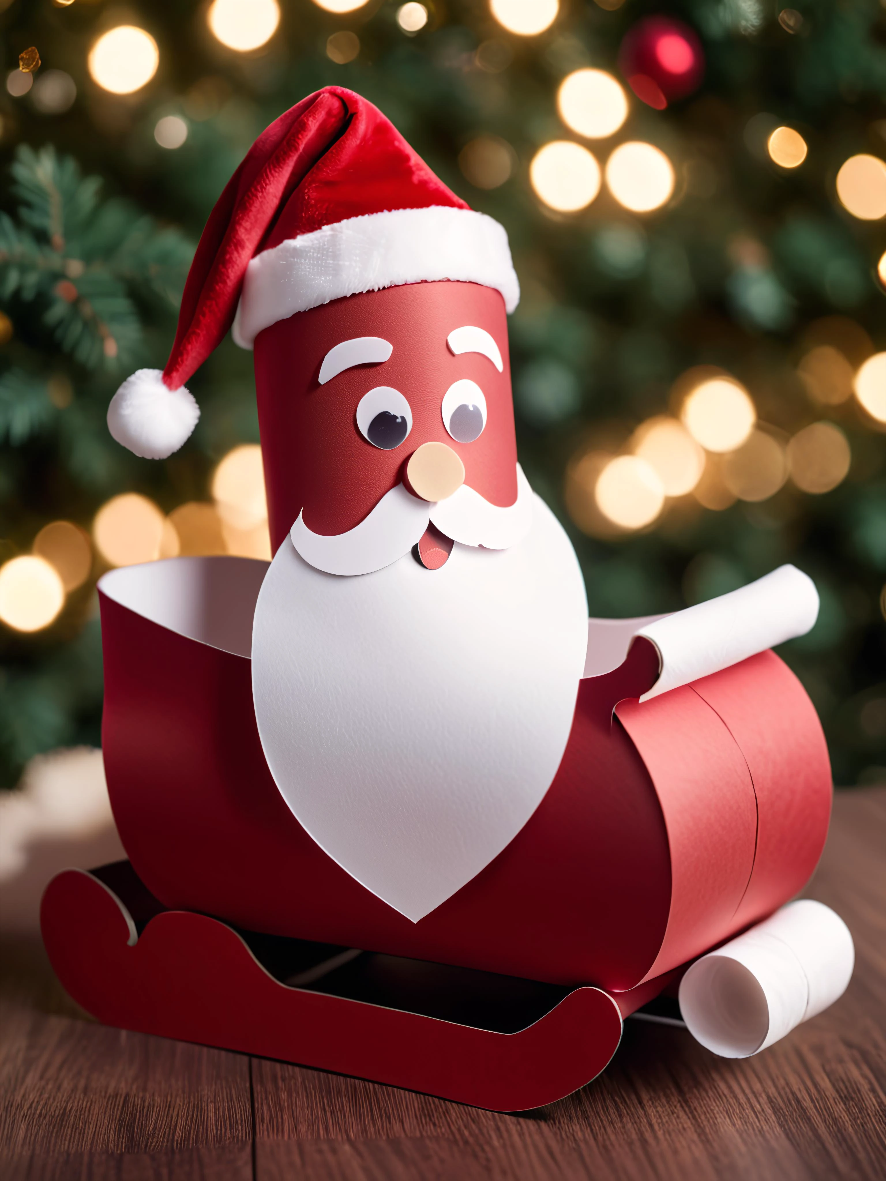 cinematic photo toilet paper roll santa in his sleigh
<lora:Toilet_Paper_Roll_Craft_SDXL:0.8> . 35mm photograph, film, bokeh, professional, 4k, highly detailed