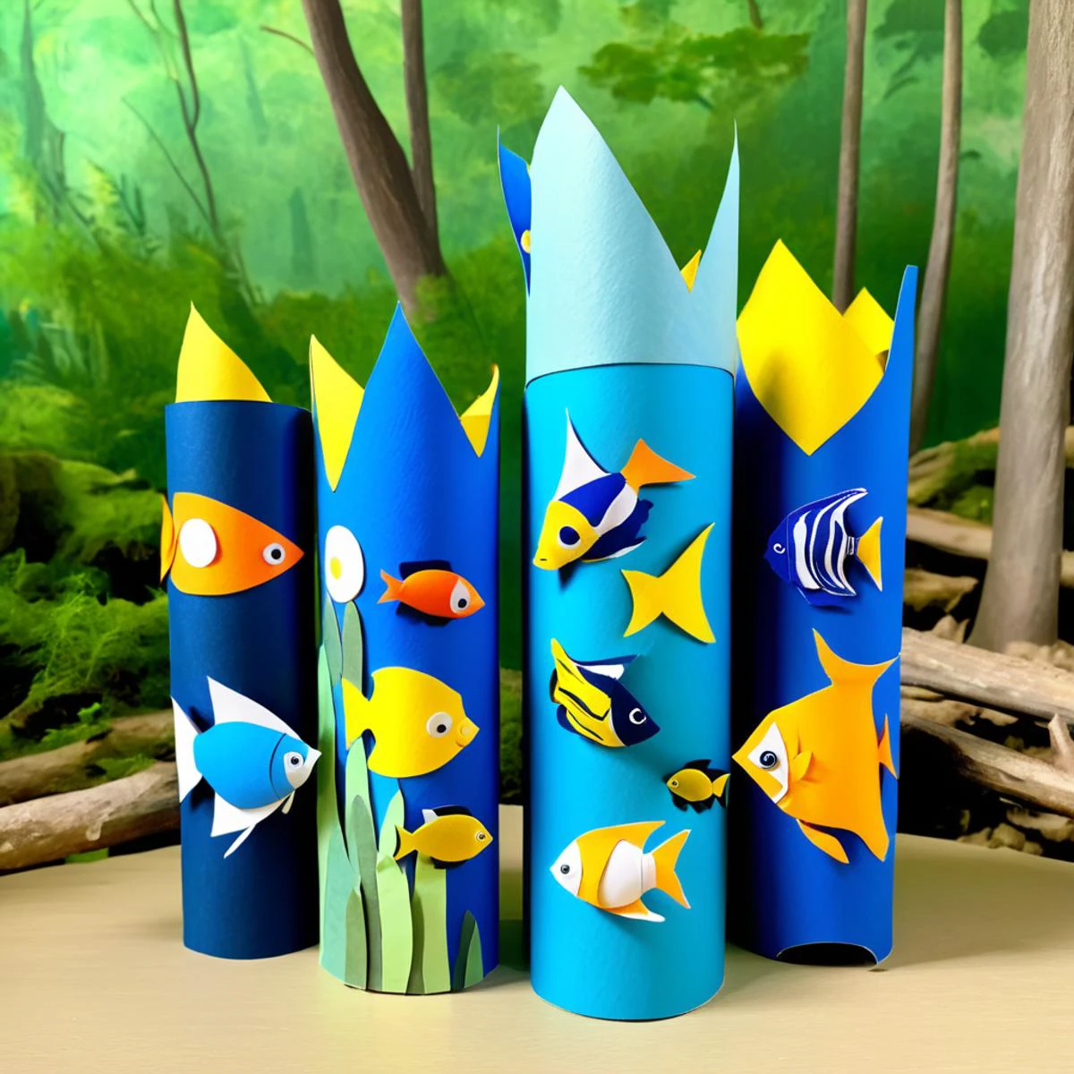 tprc, toilete paper roll Forest Celestial Harmony,Horizon,Limestone Cave,Angelfish, <lora:Toilet_Paper_Roll_Craft_SDXL:0.8>