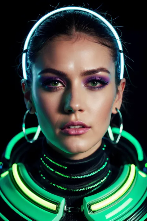 kma in cyber neon lighting, futurism, intricate futuristic jewelry accessories, cyberpunk glossy white latex turtleneck, hyper photorealistic, crispy quality, digital photography, trending in artstation, trending in pinterest, cinematic, 4 k ultra hd, art by pascal blanche, art by greg rutkowski,<lyco:KatherineMcNamara-RealVision-V1.0:1.0>
