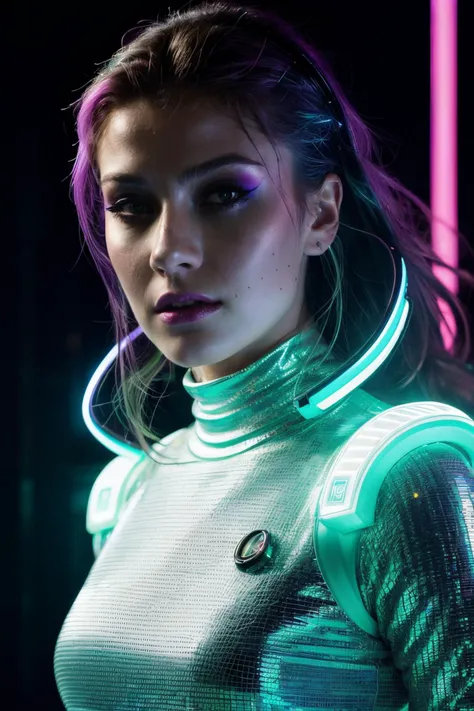 kma in cyber neon lighting, futurism, intricate futuristic jewelry accessories, cyberpunk glossy white latex turtleneck, hyper photorealistic, crispy quality, digital photography, trending in artstation, trending in pinterest, cinematic, 4 k ultra hd, art by pascal blanche, art by greg rutkowski,<lyco:KatherineMcNamara-RealVision-V1.0:1.0>