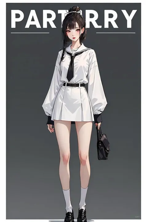 <lora:Oufits-000006:.6>, full body, standing, high socks , , tall,sexy, party, school