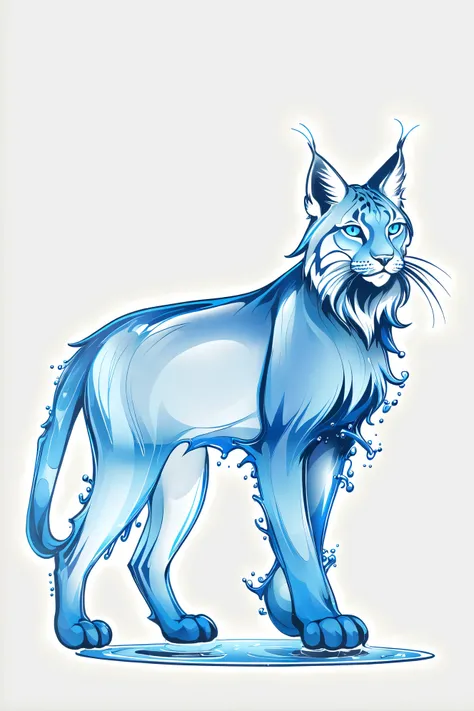 transparent, blue, made of water, a lynx<lora:EnvyElementalWaterXL01:1>