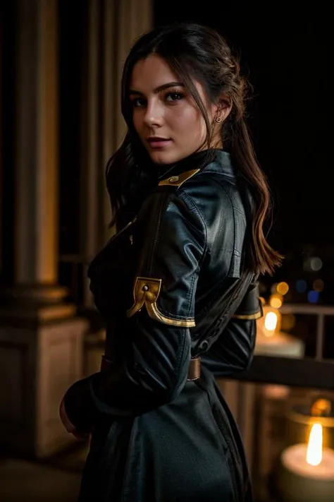 easter costume ,  powerplant , dusk  <lora:Monica1873Barbaro:1> masterpiece, best quality, detailed face, 1girl, solo, a woman, m1873b,