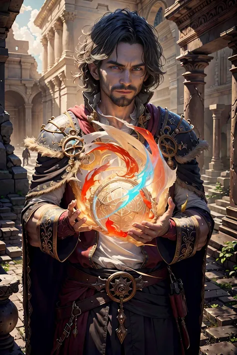 (best quality:1.4), (masterpiece:1.2), detailed, intricate, highres,
"Deep within the labyrinthine ruins of an ancient civilization, a warlock of great knowledge sought to uncover the secrets of an artifact that could unravel the very fabric of reality. He is using his mystical powers to uncover the hidden chambers of the ruins and unlock the artifact's secrets."
,Subsurface Scattering,Ultra Realistic,Volumetric Lighting,
,HDR, Highly Detailed, 4K, absurdres, <lora:aToZovyaRPGArtists_sd15V1:0.51>, <lora:lightAndShadow_v10:0.21>