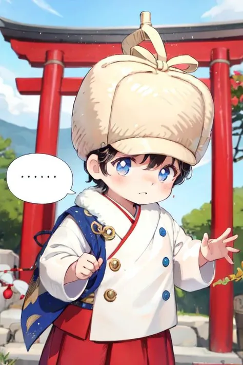 <lora:Corio_LoRA_AdamW_Dim64_Alpha32_5e-5_epoch-000070:1>, corio, 1boy, child, fur hat, shrine maiden outfit, red skirt,