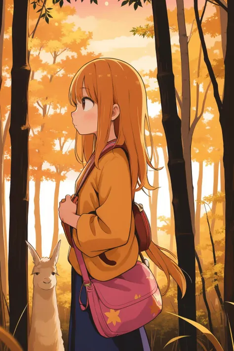 1girl, (art by Ilse Bing:0.7) , artistic Digital painting, crowded forest and reeds, masterpiece, 3/4 view of a [Supernatural:Amig500 Style:14] Glittering ([Llama|Duffel bag]:1.3) , plain Sepia filter background, at Sunrise, Panorama, Fearful, Yume Kawaii, Ambient lighting, F/1.8, two colors, Batik, Violet flakes, most beautiful artwork in the world, adobe lightroom