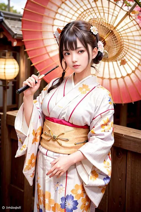 <lora:betterCuteAsian03:0.3>, woman, (wearing colorful kimono_clothes:1.3), holding umbrella, 
good hand,4k, high-res, masterpiece, best quality, head:1.3,((Hasselblad photography)), finely detailed skin, sharp focus, (cinematic lighting), night, soft lighting, dynamic angle, [:(detailed face:1.2):0.2], medium breasts, outside,   <lora:realistic_kimono_clothes:0.5>