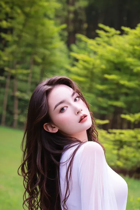 best quality, masterpiece, (photorealistic:1.4), Close up, 1 girl, upper body, Black Dress, Corset, long hair, cute, flowers around, forest background, sweet girl, IDOL, -- Face Details:1.7 -- <lora:xTTx:1> <lora:Guinevere-01:1>