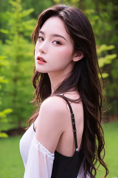 (((best quality))),(((ultra detailed))),(((masterpiece))),illustration,((1 beautiful girl,solo)),((slim,thin,flat chest)),(shoulder length straight bob hair:1.2),flowing hair,fair skin,(shiny skin:1.3),detailed eyes,laughing,(strapless bra:1.3),delicate necklace,grass,dewdropletts,trees,bird chirping,serenity,gratitude,awe,wonders of nature,peace,contentment,magnificent world,summer,(pitch-dark dawn:1.5),(night scene:1.3),((from front)),after rain,(wet:1.3),standing,on the path,At the mountaintop,confident gaze,elegant posture,mysterious atmosphere,solemn mood,dawn approaching,detailed decorations,(sunrise:1.3),(cloudy sky:1.2),rainbow,(Rural Landscape:1.2),horizon,(close-up of face:1.3)