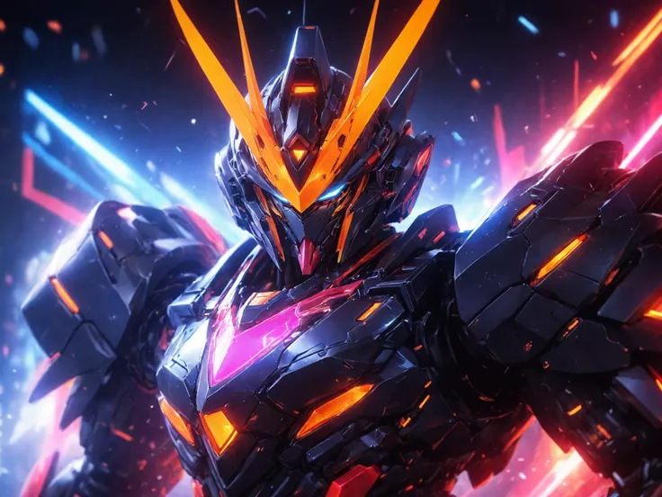 Game Illustration,League of Legends Splash Art,upper body portrait,Gundam RX-78An abstract neon design of a glowing,intricate details and neon - colored patterns,set against a dark,abstract background,<lora:p4-nijimecha-000010:0.7>,nijimecha,lolsplashart,<lora:Hyper-SDXL-4steps-lora:0.8>,