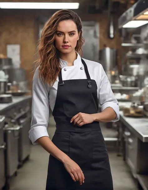 form fitting outfit,a (full height:1.4) digital painting of (ohwx woman:1.1) wearing a Chef's uniform, looking at the camera, ohwx, Long hair with tousled waves and balayage highlights., cinematic lighting, epic, inspiring, hdr, highly detailed, cinematic composition,<lora:daisy_lora_sdxl_v1:1>