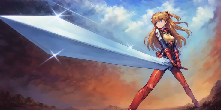 score_9,score_8_up,score_7_up BREAK source_anime,masterpiece,top quality,best quality, 1girl,sunrise stance,holding,holding weapon,holding stick,standing,<lora:pony-sunrise:1>,<lora:SadamotoYoshiyuki_XL_V2:0.8>, souryuu asuka langley, (masterpiece, best quality, high quality, highres, ultra-detailed),