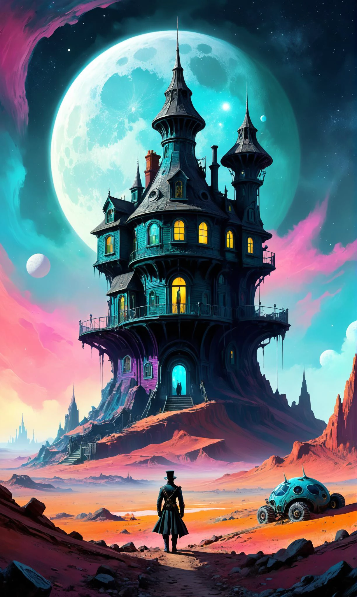 a custom/characters/victorian at a Lunar outpost overlooking alien landscapes, ultra-fine digital painting, <lora:xl_more_art-full_v1:0.3>, <lora:gorgoeus_splash_of_vibrant_paint:0.7> Gorgeous splash of vibrant paint, <lora:fracolor:0.7> fracolor <lora:gildedvictoriansxl_v1:0.4> victorianstyle