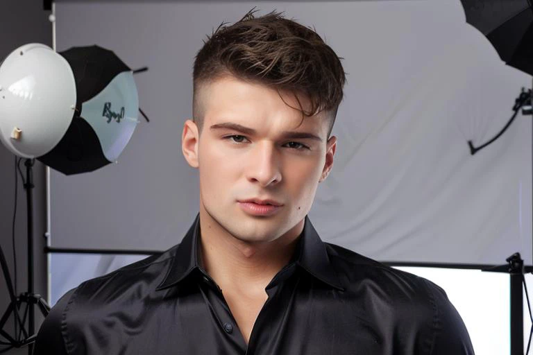 <lora:malikdv9:1> malikd, professional studio quality modeling headshot, 4K, simple background, dramatic lighting, shirt, ultra realistic photograph, professional art, by Gucci photographer.