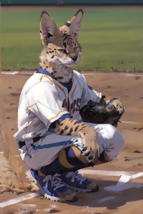 absurdres, highres, ultra detailed, masterpiece, sharp shading,Baseball field,baseball capbatsman,home run
(furry boy:1.1),servalcat,soumao,high detail fur,fur paws,sportwear,high detail eyes,
looking at viewer,<lora:Oilpainting:0.5> <lora:servalcat:0.6>