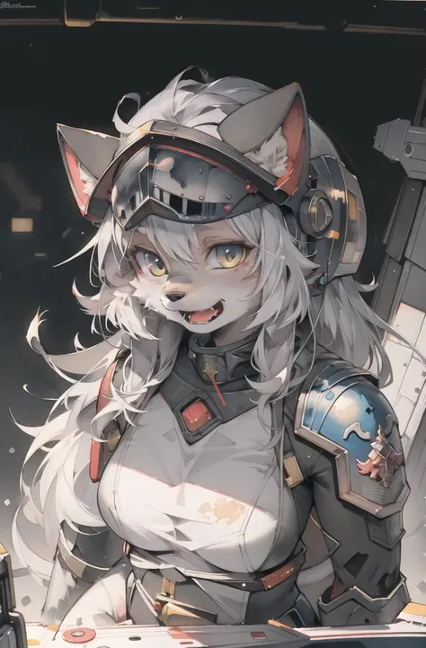 masterpiece, best quality,(furry cat girl:1.3)hdr,8k,hires,extremely detailed CG unity 8k wallpaper,spaceship,manul,tusun
illustration,absurdres,traditional media,grey hair ,long hair,looking at viewer,warhammer 40k,battle suit
helmet,<lora:Manul:0.7> <hypernet:furry_kemono:0.5> <lora:change:0.5>