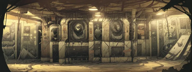 8k,absurdres, highres, ultra detailed, masterpiece, sharp shading,Tatsuyuki,cave,subway
under,abandon staion,monocolor,gaint pipe,(obsolete machine:1.3),(no humans:2)
masterpiece, <lora:Tatsuyuki Tanaka:1> <lora:LCM:1>