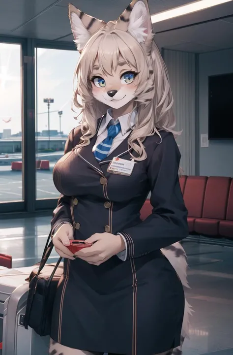 masterpiece, best quality,hdr,8k,1girl,furry female,airport,solo,high detail fur,cinema angle,8K,game CG
perfect lighting,servalcat,air stewardess uniform,kitten,adorable,looking at viewer,paws
<hypernet:furry_kemono:0.7><lora:servalcat:0.7>